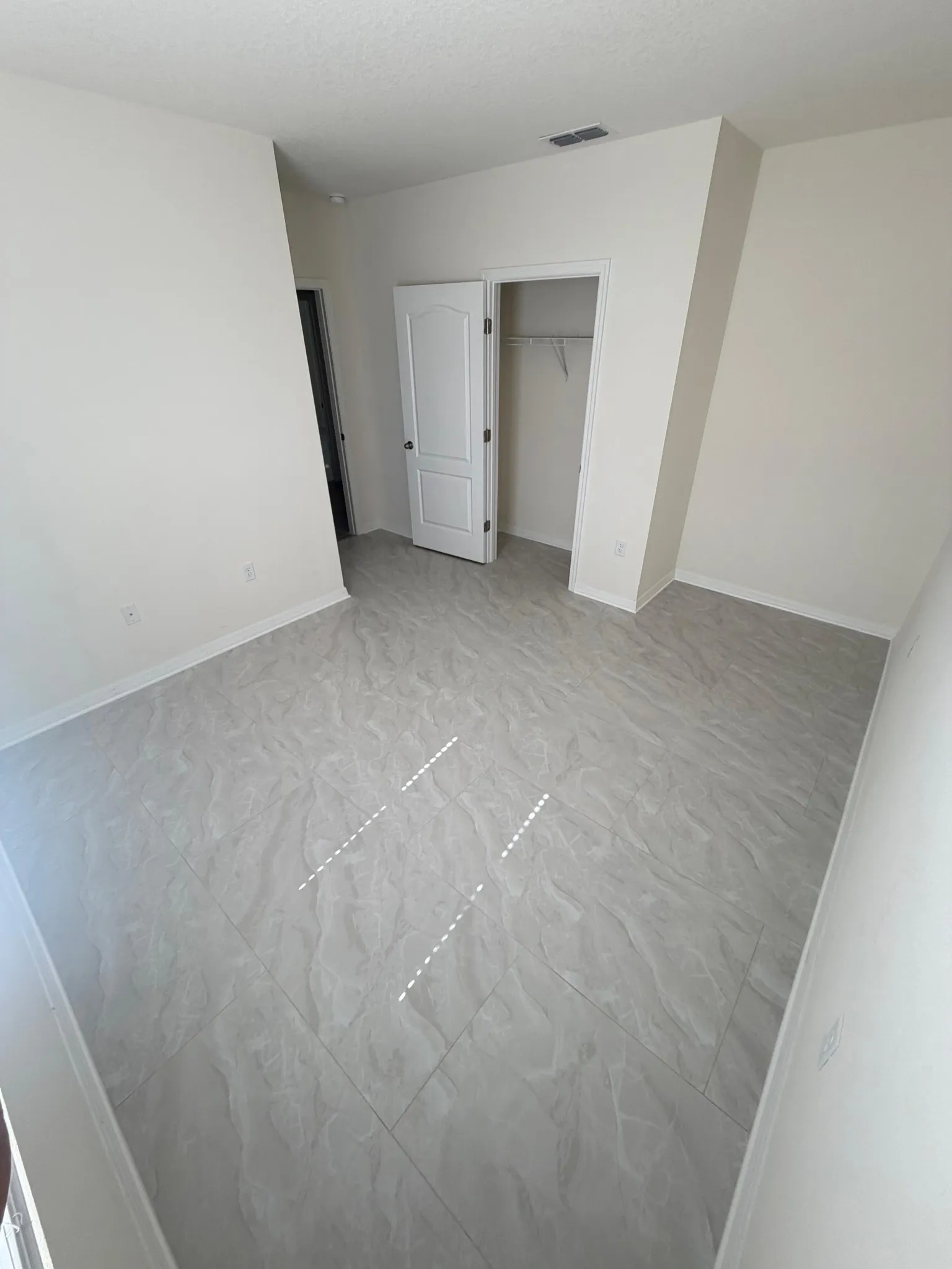 Bedroom 2 after tile flooring installation, wide angle, Wind Meadows South, Bartow, FL
