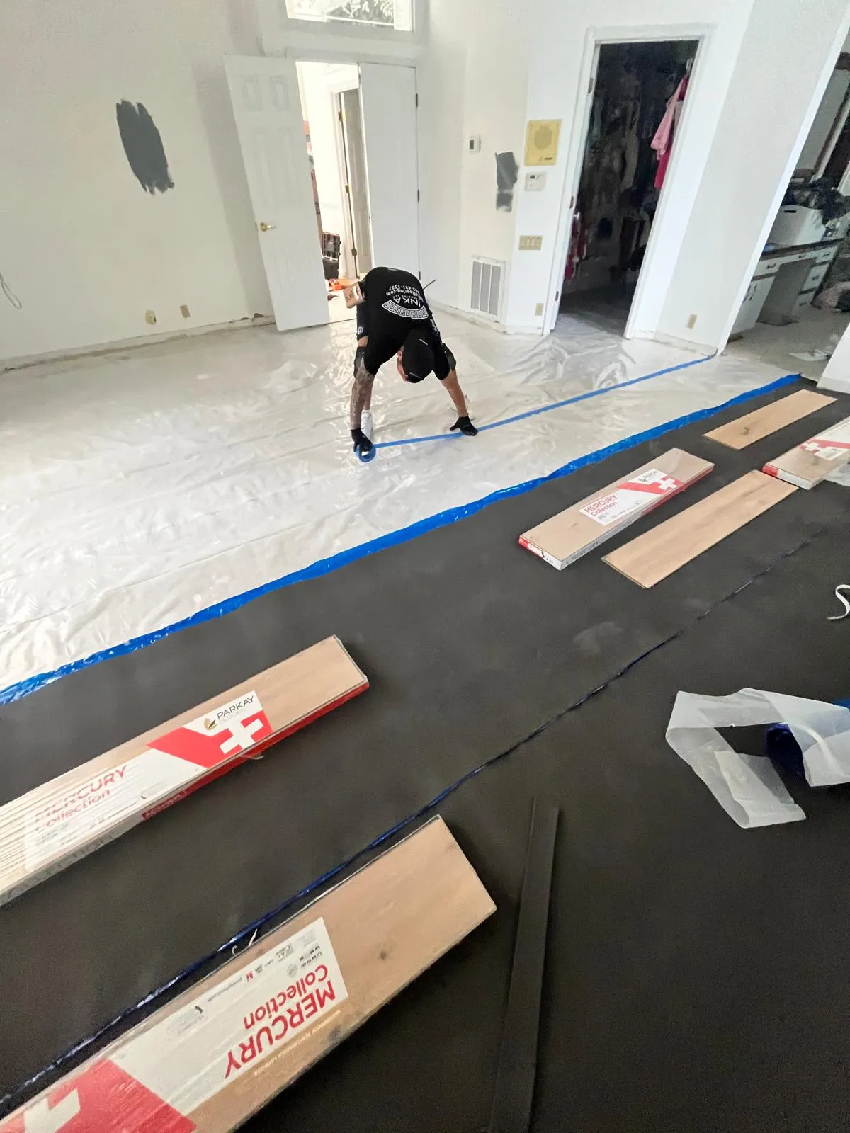 Laminate flooring installation in Waldon Lake, Plant City, FL - Underlayment installation